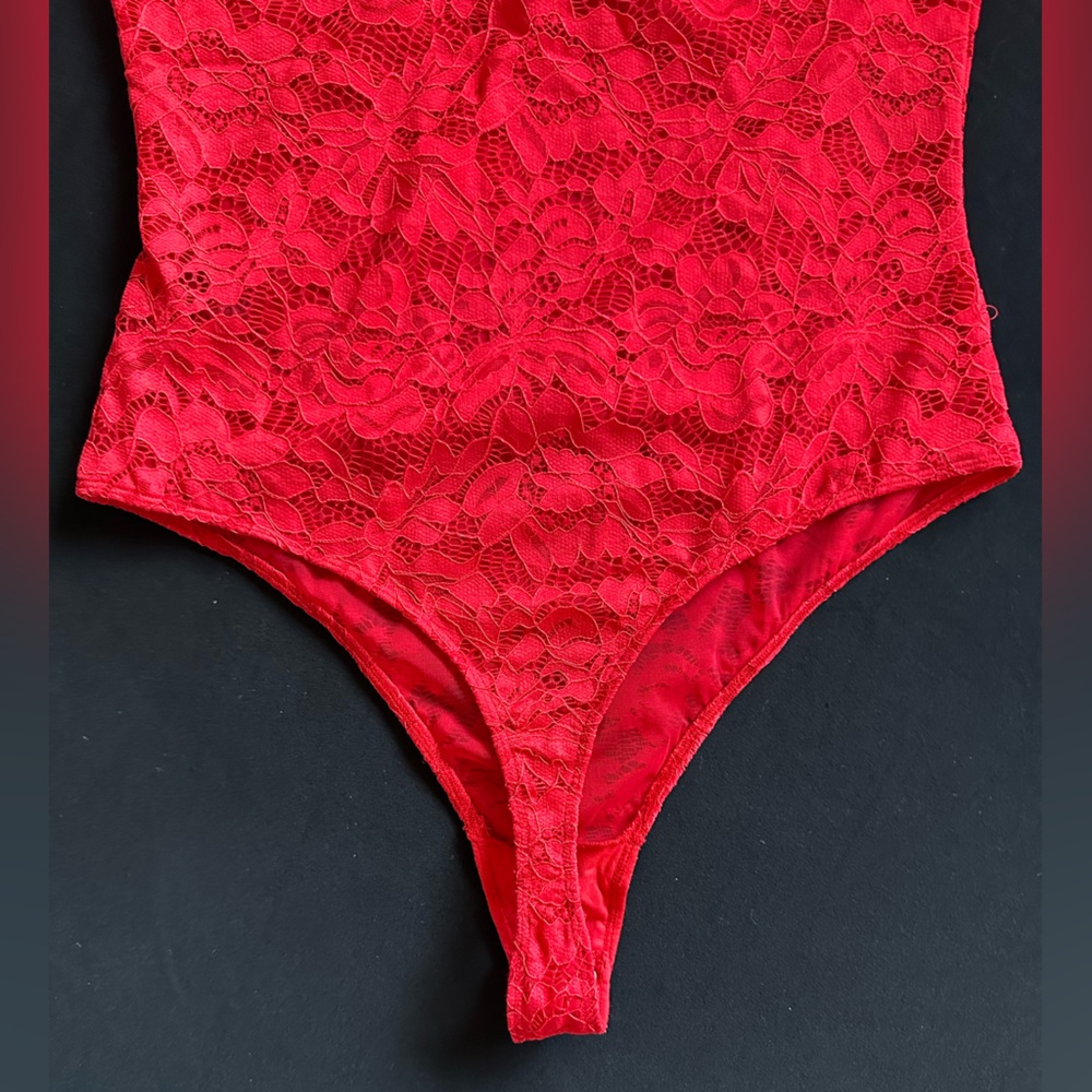 Generation Love Gigi Red Lace Scoop-Neck bodysuit Large Flame new - Picture 14 of 16